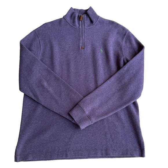 Polo By Ralph Lauren Mens Purple 1/4 Zip Long Sleeve Knit‎ Sweater Size L - Picture 1 of 11